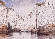 Lear, Edward The Rocks of the Narbada River at Bheraghat Jubbulpore oil painting artist